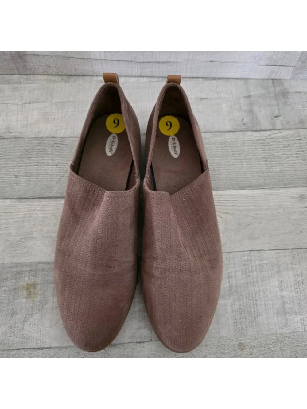 Dr. Scholls Womens Brown Slip-On Loafers Size 9 Faux Suede Herringbone